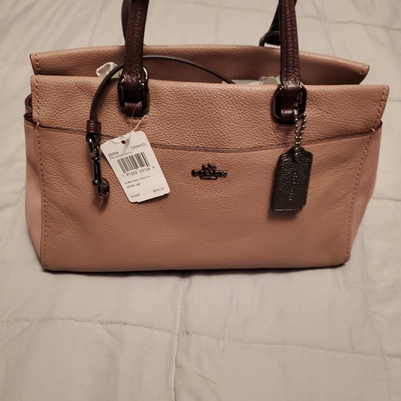 NWTs Coach Fulton Satchel Colorblock Leather_Suede Dusty Rose/Oxblood MSRP:$350 - Picture 2 of 10